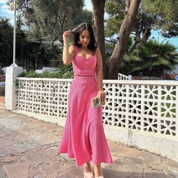 zara long pink silk dress Zara Light Pink Satin Maxi Dress by Zara